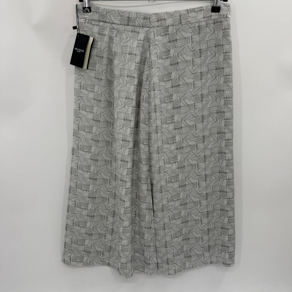 New M.M. LAFLEUR Midi Length Skirt Size 14 Front Wrap Airy Grey Print Sutton